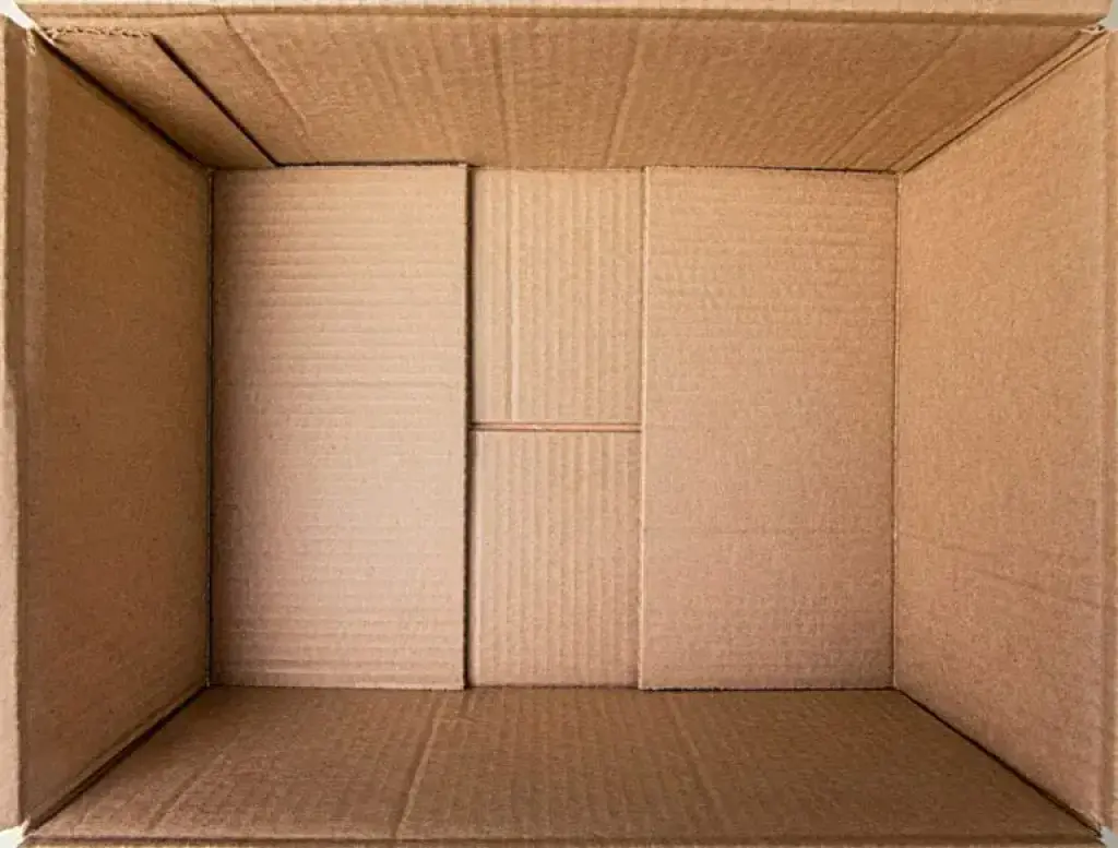 Empty cardboard box interior close up
