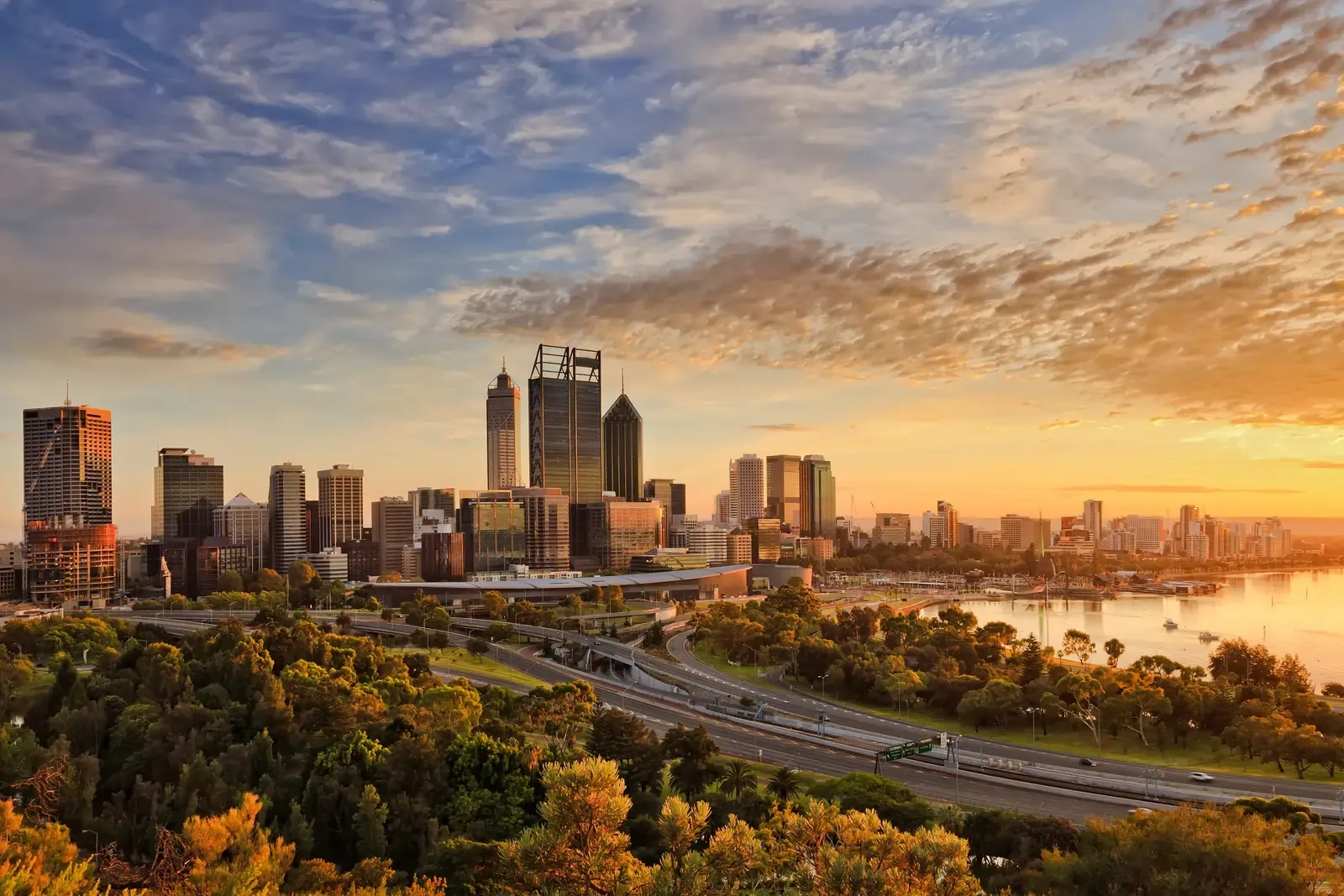 Perth city skyline representing Kent Removals & Storage relocation services in Western Australia