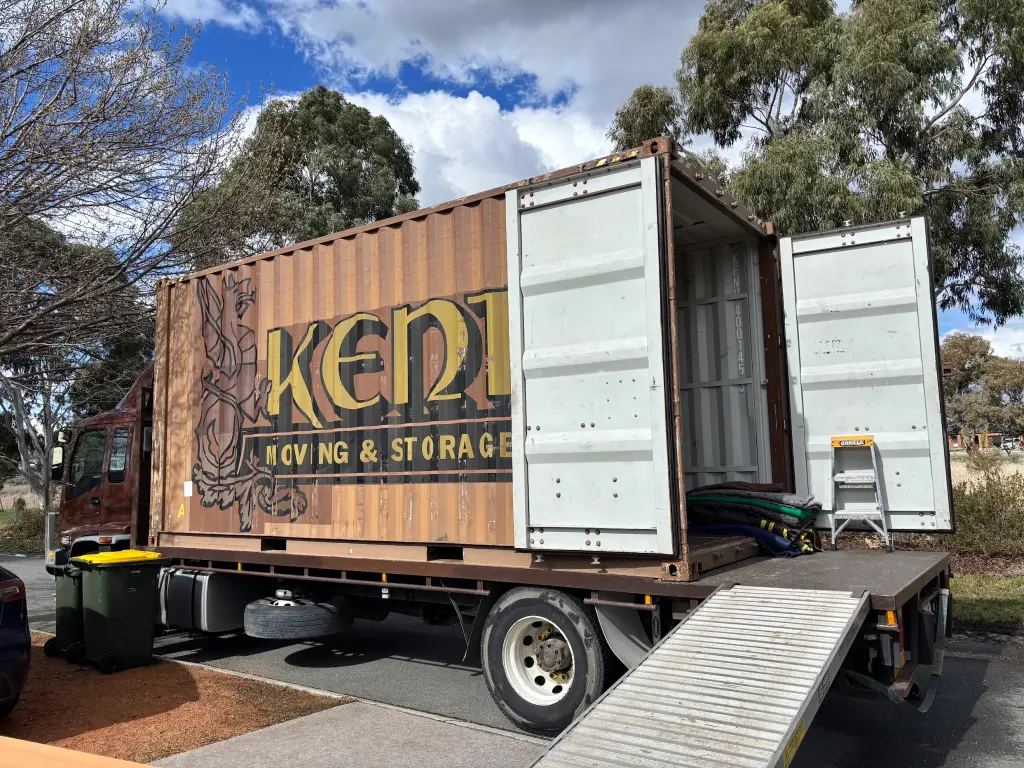 Kent Removals storage container with open doors ready for household moving and storage
